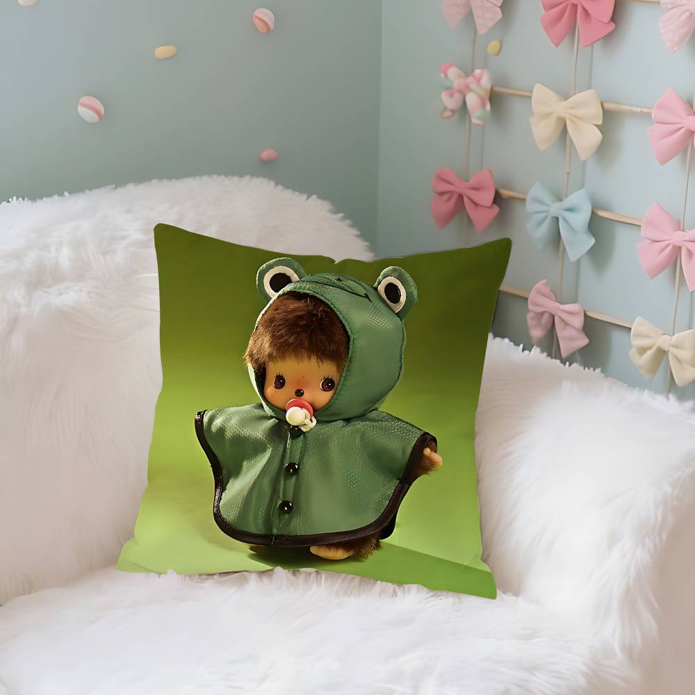 MMonchhichis Case Plush Fabric Soft Pillowcase Double Sided Print Cushion Cover Household Gifts
