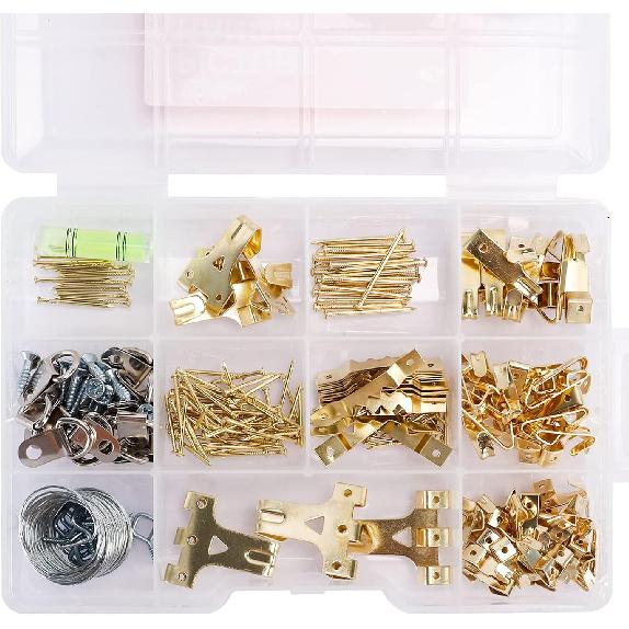 Hongway 276pcs Picture Hanging Kit, Picture Hangers, Heavy Duty Frame Hooks Assortmentwith Nails, Hanging Wire, Screw Eyes, D Ring and Sawtooth