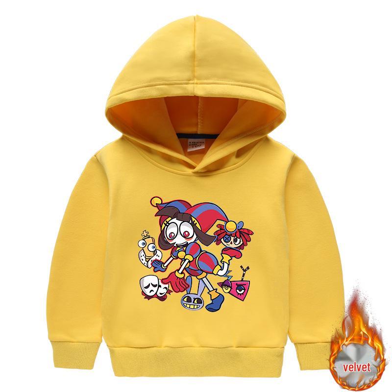 New Style Velvet-Enhanced Hooded Sweatshirt Two-Piece Set for Boys and Girls - Thick Warm Clothing for Autumn and Winter