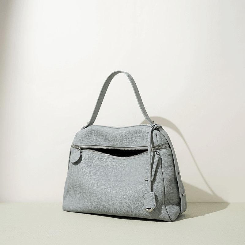 New leather office worker commuter handbag first layer cowhide light luxury design sense niche women's messenger bag
