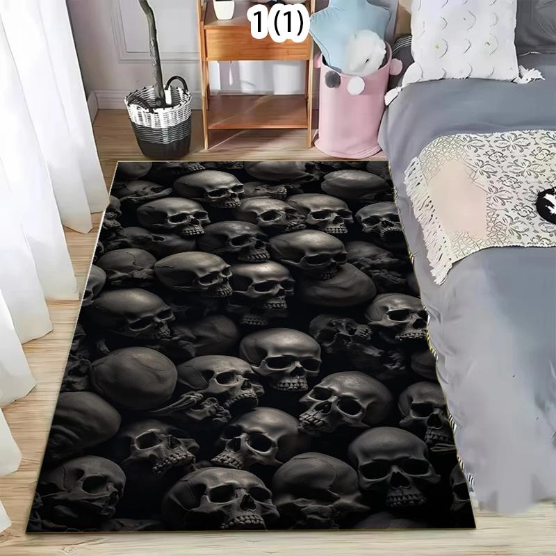A Door Mat with Skull Pattern Design, Anti Slip and Easy Clean Suitable for Carpets in Home Bathrooms Kitchens and Shower Rooms