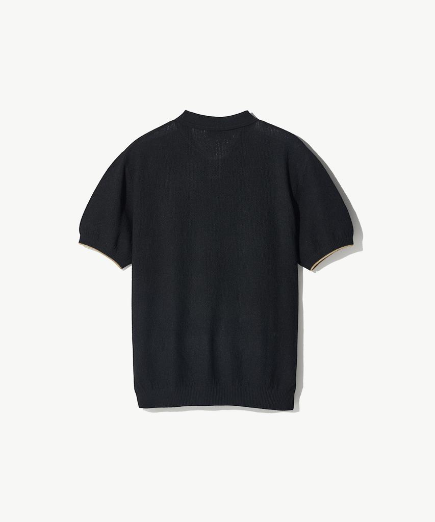 STCO Diems Honeycomb Open Collar Knit Black (Classic Fit)_Dktwb13Csb