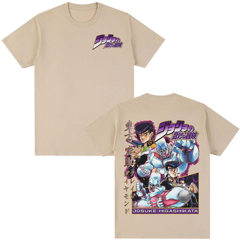 Anime JoJo Bizarre Adventure Josuke Higashikata Tshirts Mens Women Cotton Casual Oversized Short Sleeves T Shirt Streetwear