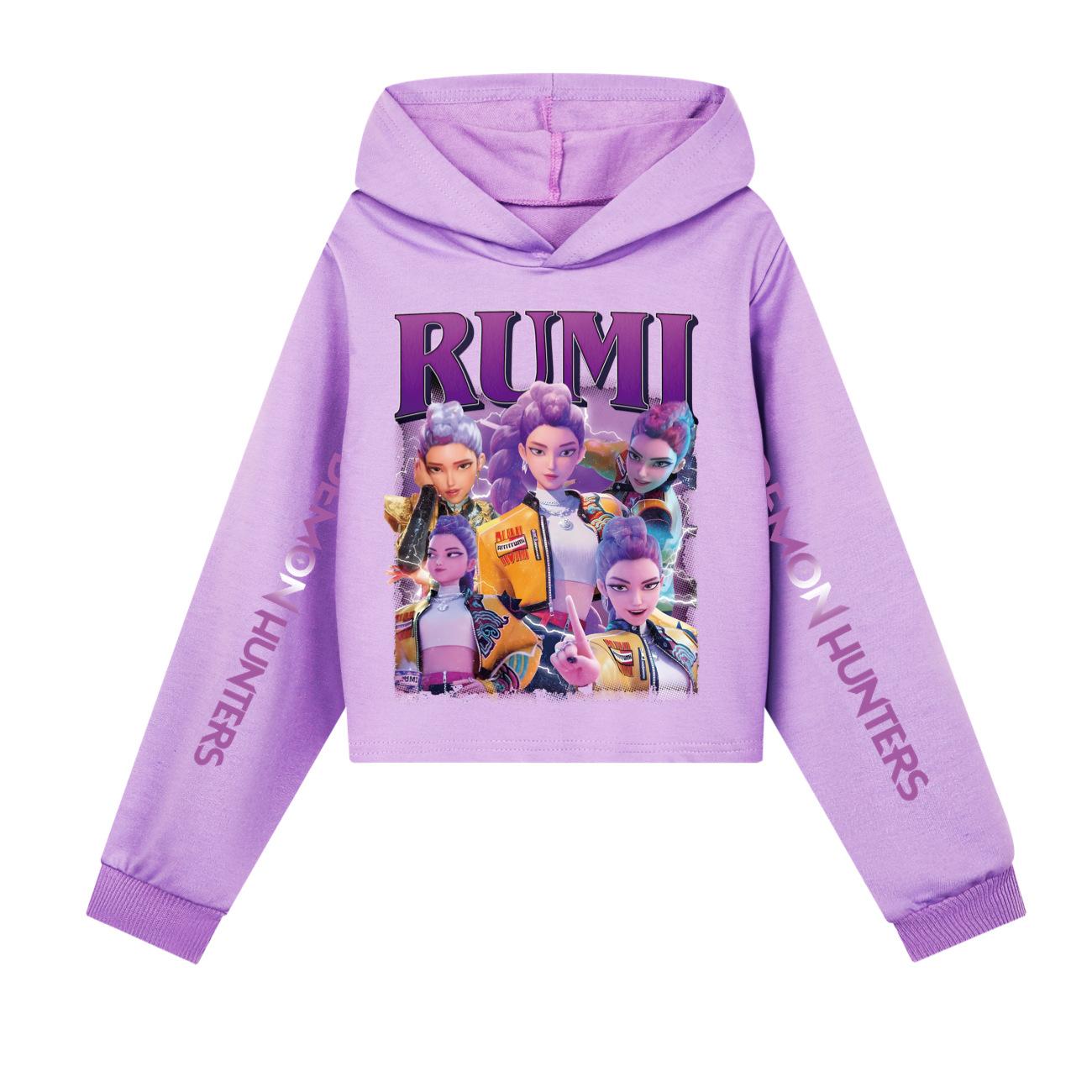

K-pop Охота на ведьм Весна Осень Удобное Худи для девочек Длинный рукав С принтом Универсальная Модная Верхняя одежда Милый стиль Повседневное Худи 150 фиолетовый