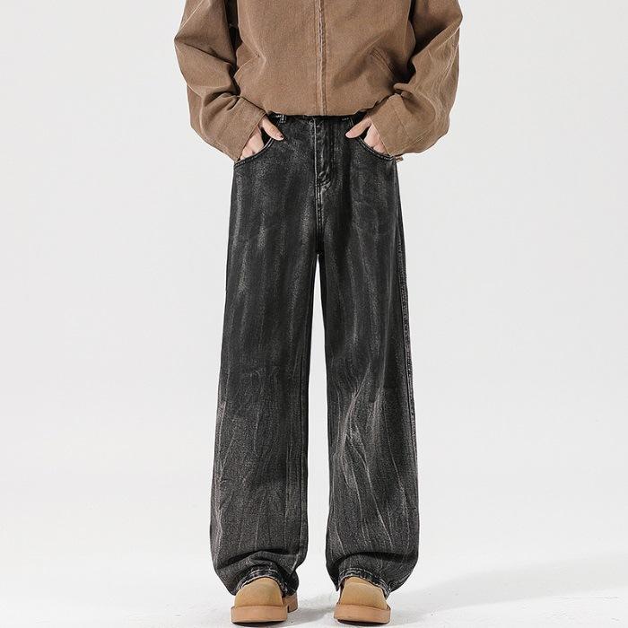 

New Spring and Summer Scimitar Pants Dirty Pants Burned Fried Salt Water Washing Street Jeans Trousers 3XL