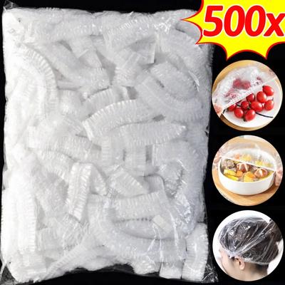 500/10KS Jednorázová fólie na uchovávání čerstvosti Kuchyňské obaly na skladování potravin Sáčky na misky Elastické talířové plastové kryty Víka Vakuové sáčky