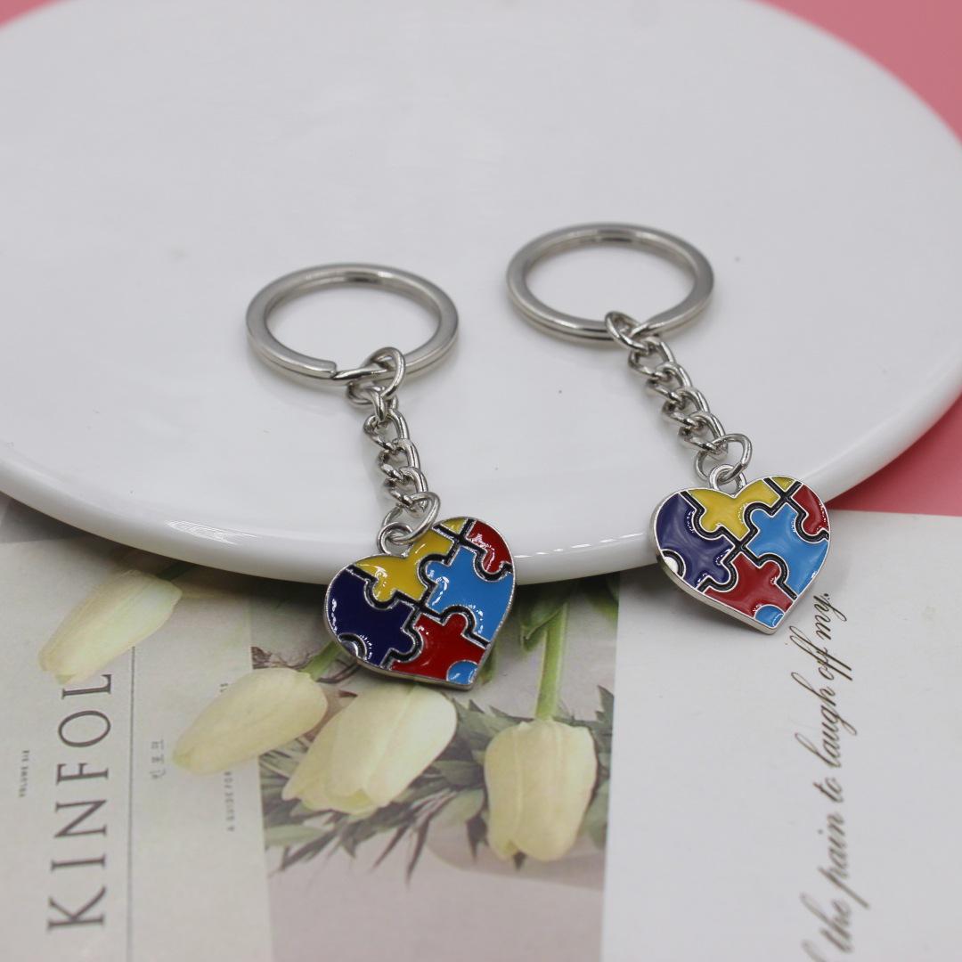 Популярный брелок-подвеска для ключей автомобиля в виде пазла аутизма с капельным маслом