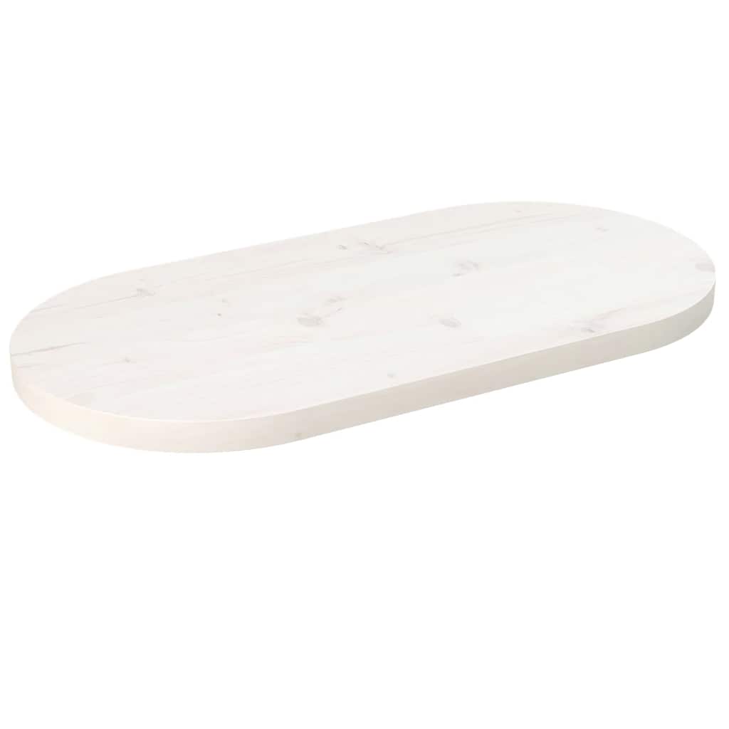 Vidaxl Tischplatte, Weiß, 70X35X2,5 Cm, Massives Kiefernholz, Oval