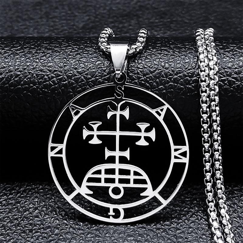 Astaroth Sigil Goetia Stainless Steel Necklace Solomon Demon Seal Satan Sigil satanique patch PIN Jewelry collier femme N7156S03