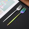 6Pcs/Set Gold Fork Set Tea Cake Snack Fork Dinnerware Cutlery Matte Stainless Steel Tableware Dessert Fruit Fork Silverware Set