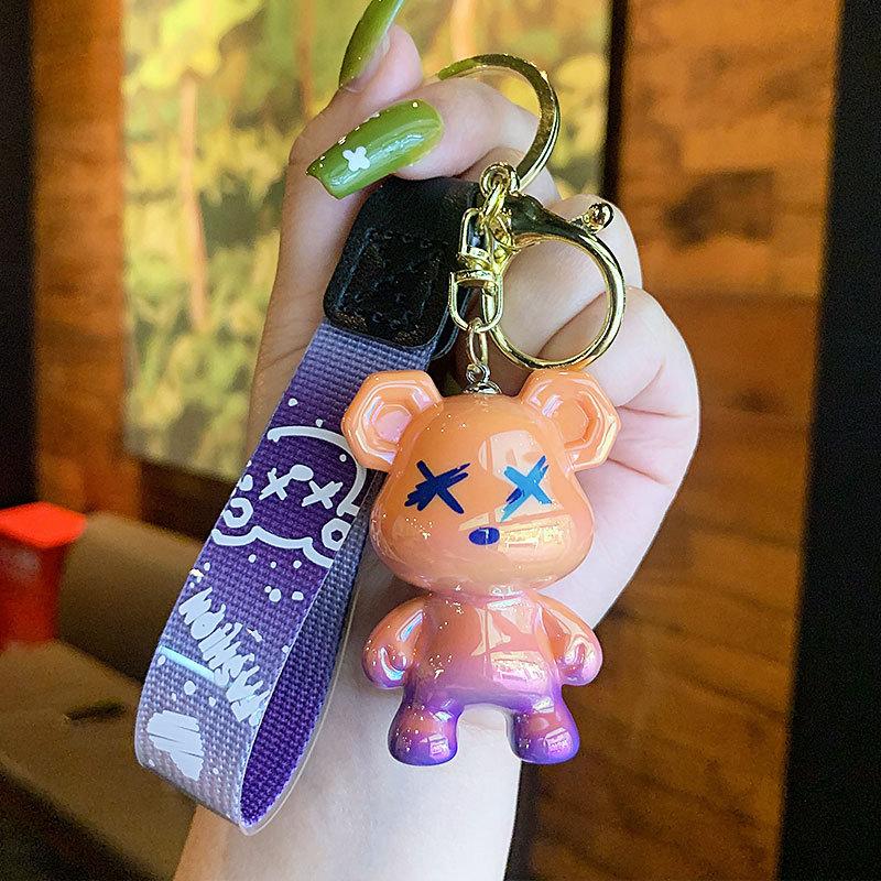 Coole Farbverlauf Graffiti Bär Schlüsselanhänger Cartoon Bären Paar Auto Schlüsselanhänger Anhänger Kreatives Kleines Geschenk