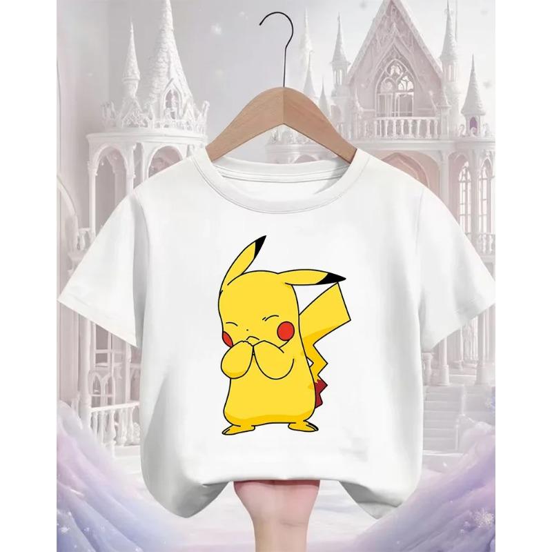 Pikachu Kids T Shirt 3-14Y Boys Girls Summer Cute Kawaii Crew Neck Fashion Street Hot Cartoon Casual Children