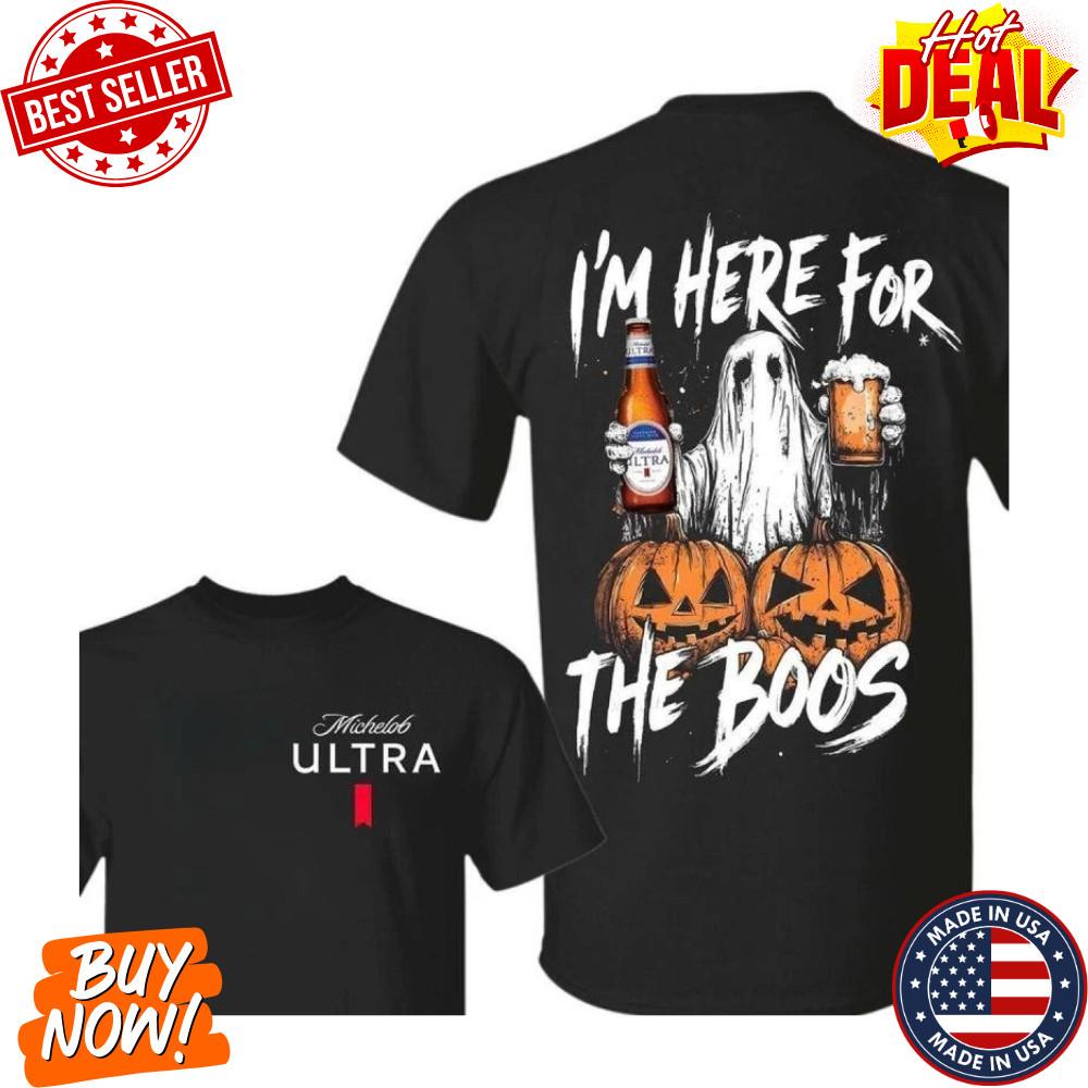 Michelob I’m Here For The Boos Funny Halloween Ultra Beer 2 Sided Unisex T-shirt Unisex T-Shirt XL