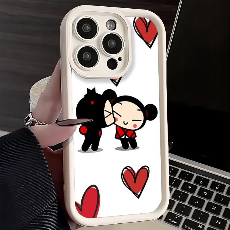 Phone Case for iPhone 17 Air 16E 15 16 Pro Max Cartoon Cute Pucca Garu Cover 14 Plus 13 12 Mini Soft Shell Silicone Fundas