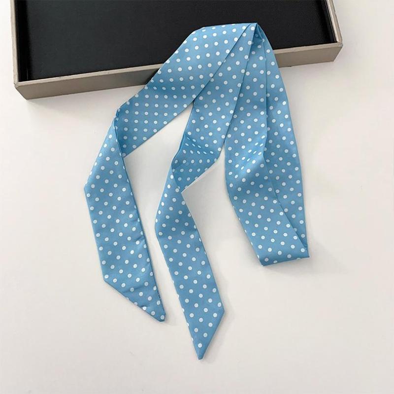 Fashion Polka Dot Silk Scarf Versatile Headwear Hair Band Korean Style Luxury Silk Scarf Belt Package Hanging Decor Accessories