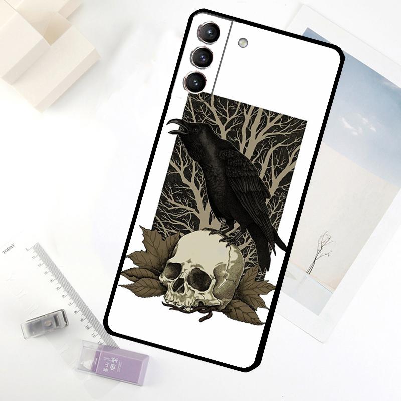 Custodia per Telefono Teschio Corvo Fiore Per Samsung Galaxy S20 FE S21 S22 S23 S24 S25 S26 Ultra S10 S25 Plus S25 FE Cover