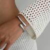 Ingemark Creative Glossy Irregular Water Drop Open Bangles for Women Men Punk Stackable Spring Arm Bracelets Couple Jewelry Gift