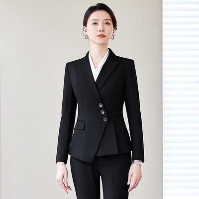 Kaseye Damen Langarm Schlankes Business-Anzug-Set