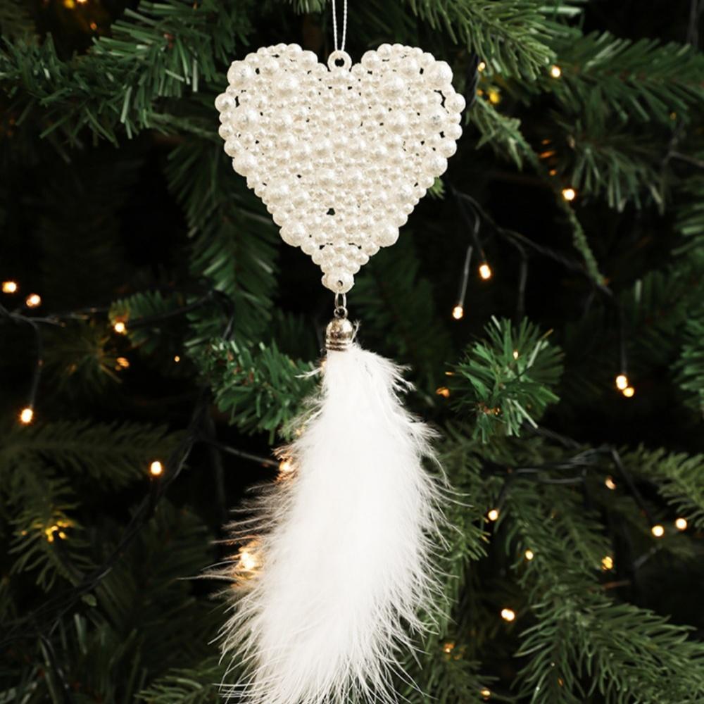 Christmas Tree Pendants White Feather Snowflake Angel Bell Hanging Ornament New Year Party Window Wall Christmas Decoration