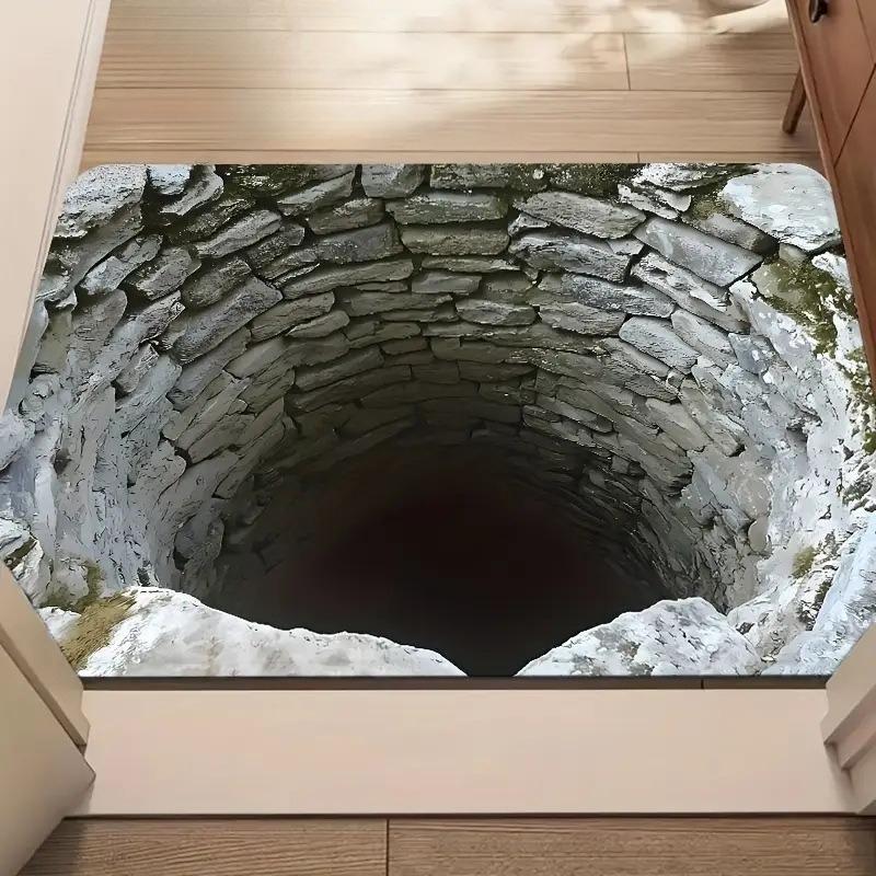 1pc 3D Visual Trap Floor Mat Wear Resistant Dirty Proof Home Entrance Doormat Bathroom Water Absorbing Foot Pad