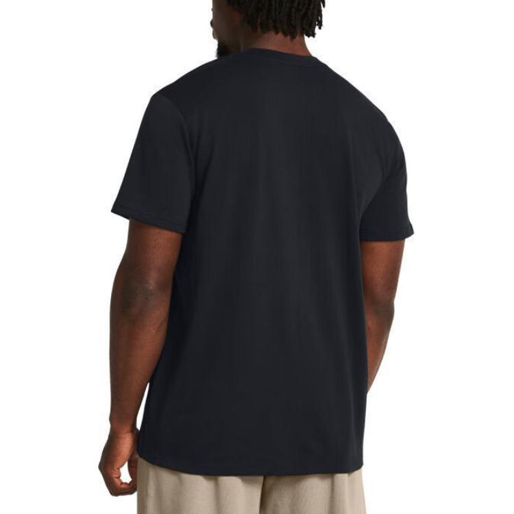 Under Armour Solid Color Embroidered Logo Casual Training Crew Neck Short Sleeve T-Shirt Men Tops Black 1382902-001