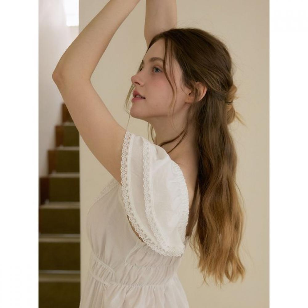 Lunaluz Women Marsh Cotton Square Neck Sleeveless Dress Pajamas