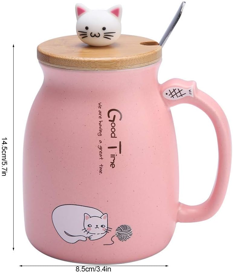 380ml Kawaii Cat Ceramic Mug Set with 3D Kitten Lid & Spoon, Large Capacity Milk Tea Water Cup, Personalized Birthday Gift