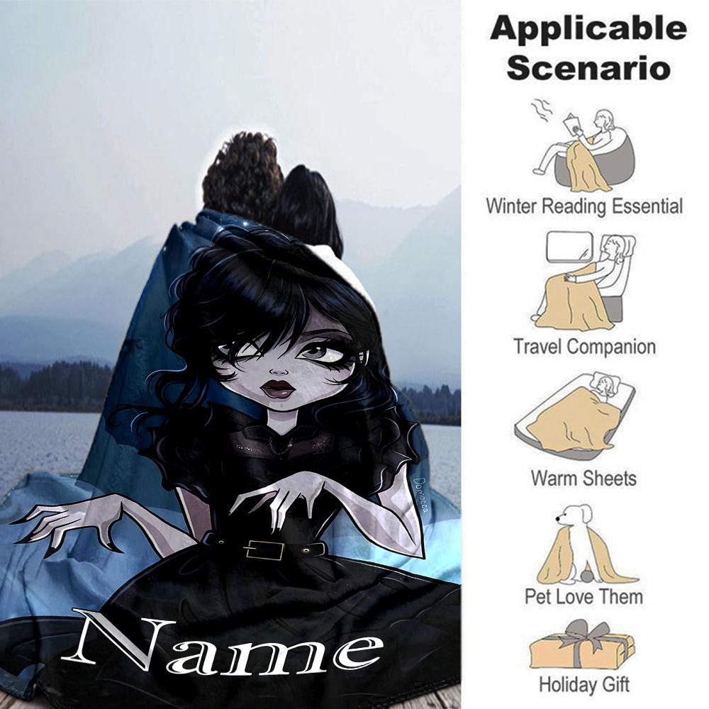 Customiz Name Personality Wednesday Addams Blanket Soft &Warm Sofa Office Bed Travel Lunch Break Blanket, Gift Suitable All Seasons