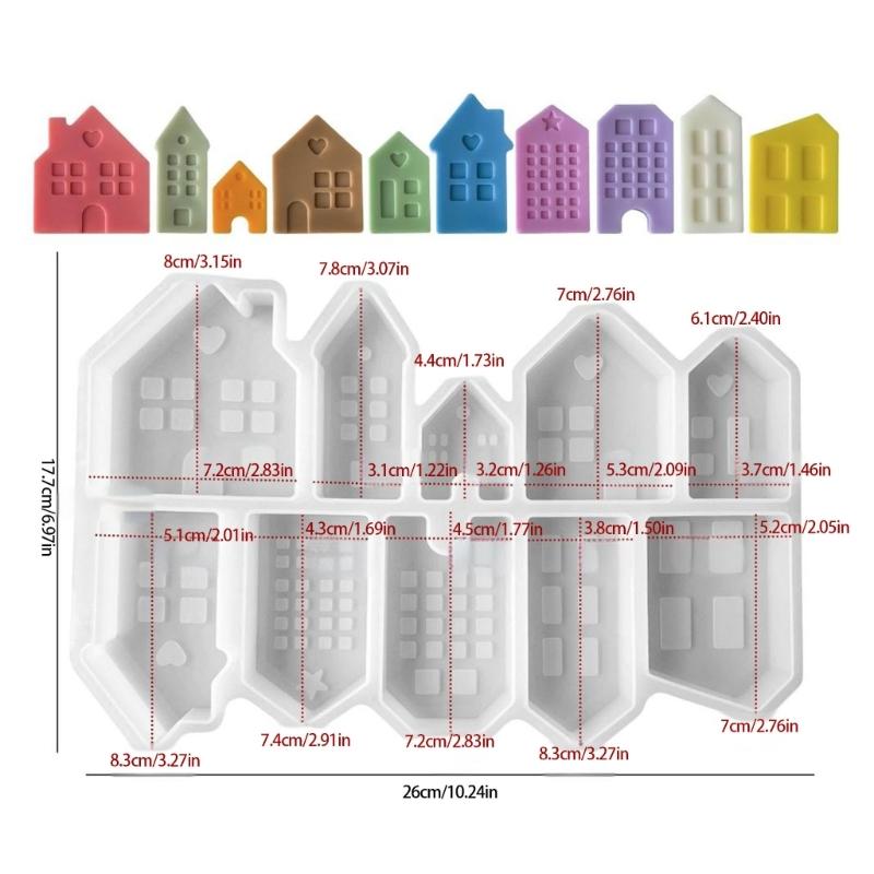 10 Cavities House Silicone Molds for Candle Soap Chocolate Home Decoration Cabin Silicone Candle Molds for Epoxy Resin