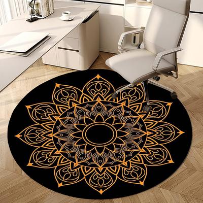 1pc Mandala Design Pattern Round Carpet, Made of Polyester,Perfect for Decorating Office Chairs, Living Rooms