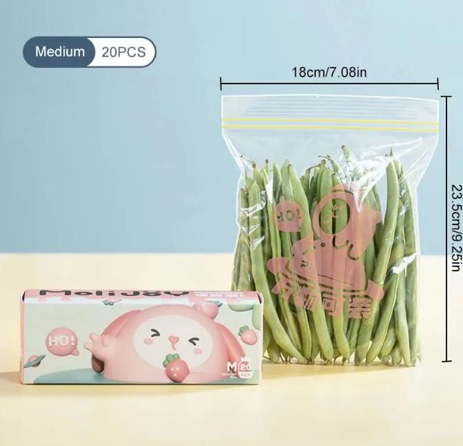 10/20/30Pcs Fresh Keeping Bag Food Grade Self Sealing Thickened Household Refrigerator Rozen Classification Storage Bag