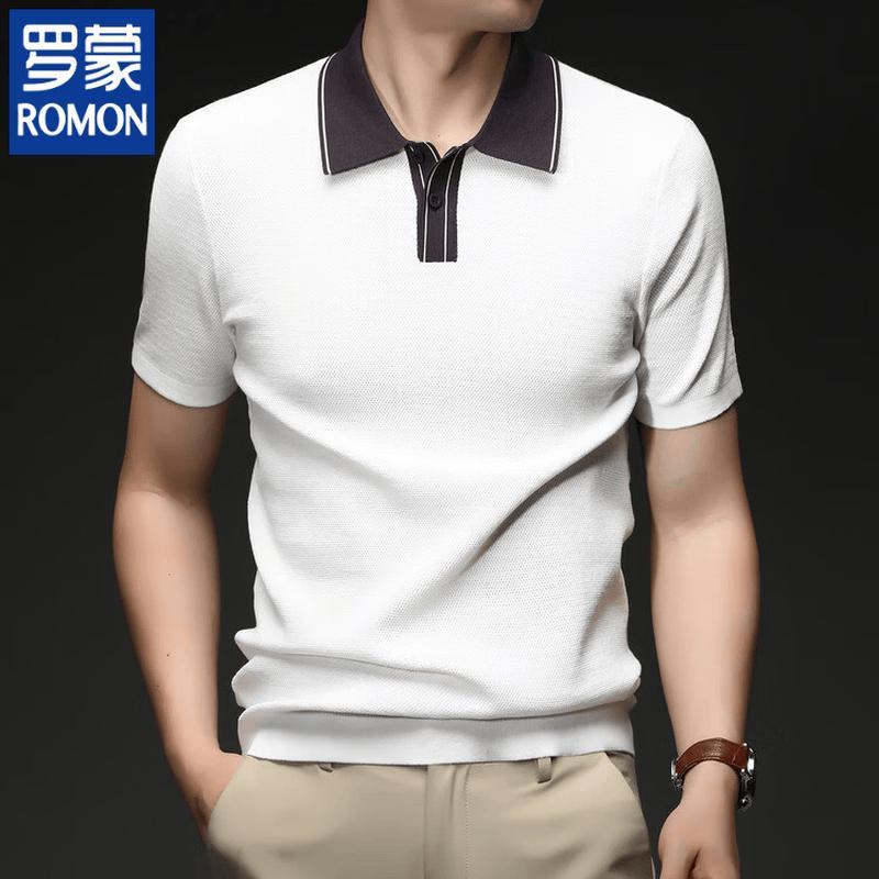 ROMON Herren Sommer Business Casual Kurzarm Poloshirt