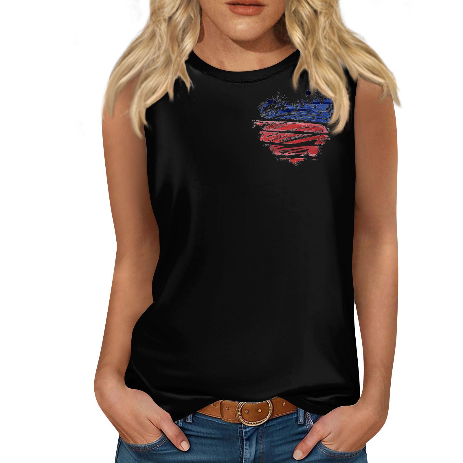 

Женская мода, летняя майка с круглым вырезом, легкая майка без рукавов с принтом XXXL чёрный