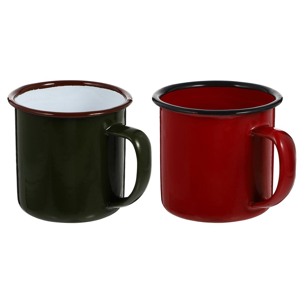 2Pcs Enamel Tea Mugs Retro Drinking Cups Heat Resistant Rustproof Mugs for Home Cafe Kitchen Storage Practical Tea Cups