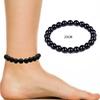 European & American Black Imitation Obsidian Slimming Anklet with Black Agate Bracelet Stones