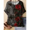 Summer Womens Retro Flower Pattern 3D Printed Color T-shirt Loose Comfortable Soft Breathable Large Size Fashion O-neck T-shirt