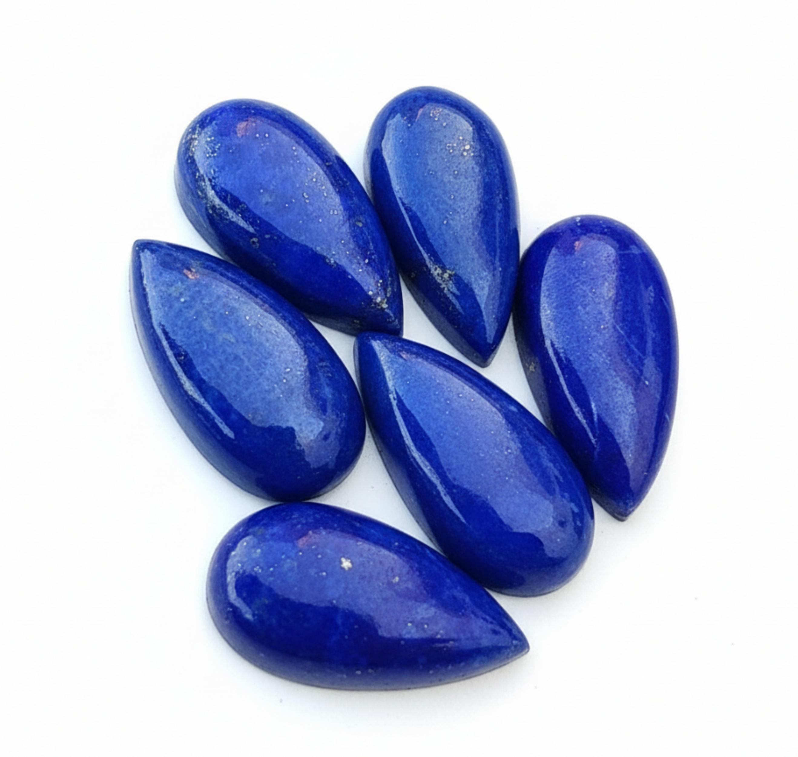 

Lapis Lazuli Gemstone: Blue Long Pear Shape Cabochons, Custom Sizes 5x10mm синій