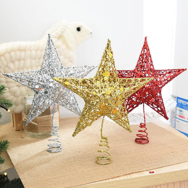 Weihnachtsbaum Gold Glitzer Top Pentagramm Stern Weihnachtsdekorationen für Zuhause Weihnachtsbaum Ornamente Neujahr Festival Dekor