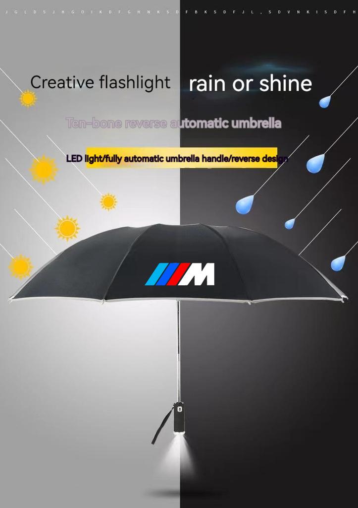 For BMW M Power M3 X1 X3 X5 E36 E39 E46 E60 E90 F10 F20 F30 G20 G30 Car Led Light Automatic Folding Windproof Sunshade Umbrella