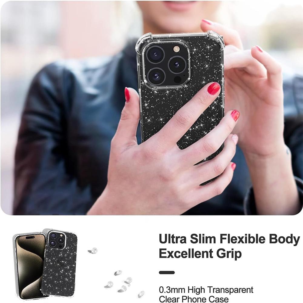 Glitter Clear Phone Case for Iphone 15 Pro Max 14 Plus 13 Mini 12 11 X Xs Xr 8 7 Se 2022 2020 15Pro 14Pro 13Pro 12Pro Silicone Cover Phone Accessories