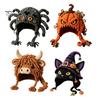 Cute Animal Hat Pattern Highland Cow Crochet Kit, Halloween Pumpkin Spider Hood DIY Kit Handmade Craft for Adults Teens Creative Hobby Gift