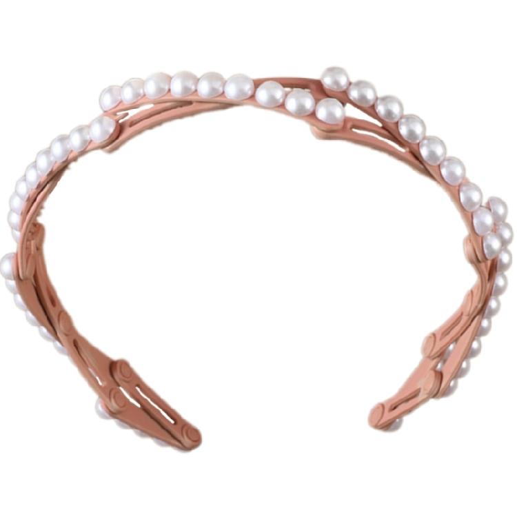 

Women s Anti Slip Hair Hoop With Faux Pearls Decoration Foldable Headband for Women Convenient Hairpieces Hair Decors рожевий
