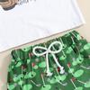 2Pcs Baby Boy Summer Outfits 6 12 18 24 Months 3 Years Short Sleeve T-Shirt + Golf Print Shorts Set Infant Clothes