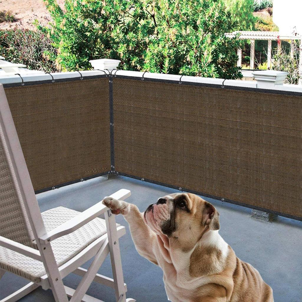 Yuehao balcony privacy screen fence cover, 3ft x16.4ft deck screen uv-resistant brown balcony anti-theft multicolor