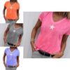 Stylish Women V-neck T-shirt Casual Loose Star Summer Shirts Solid Short Sleeve Perfect For Outdoor Activities