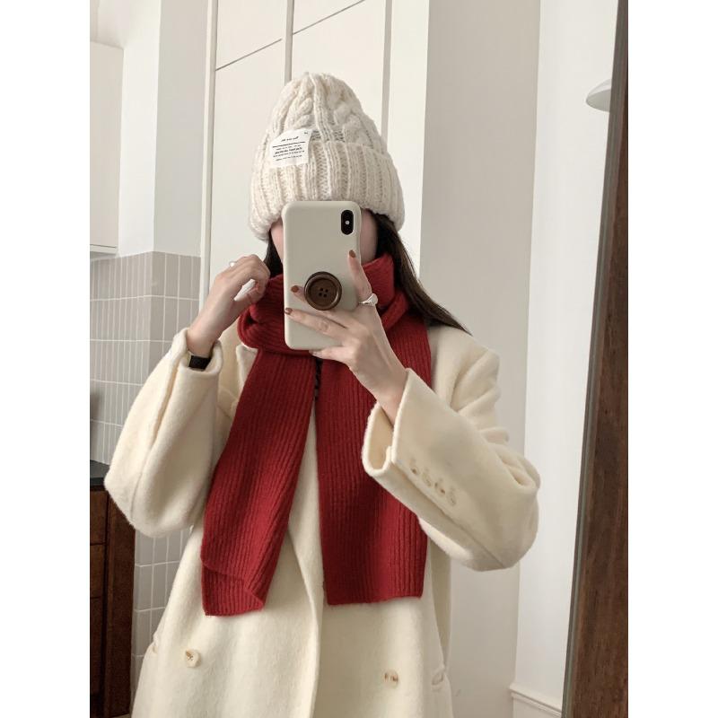 Осенне-зимний шарф из смесовой шерсти, корейский однотонный, универсальный вязаный шарф, мягкий, теплый и простой, новый стиль