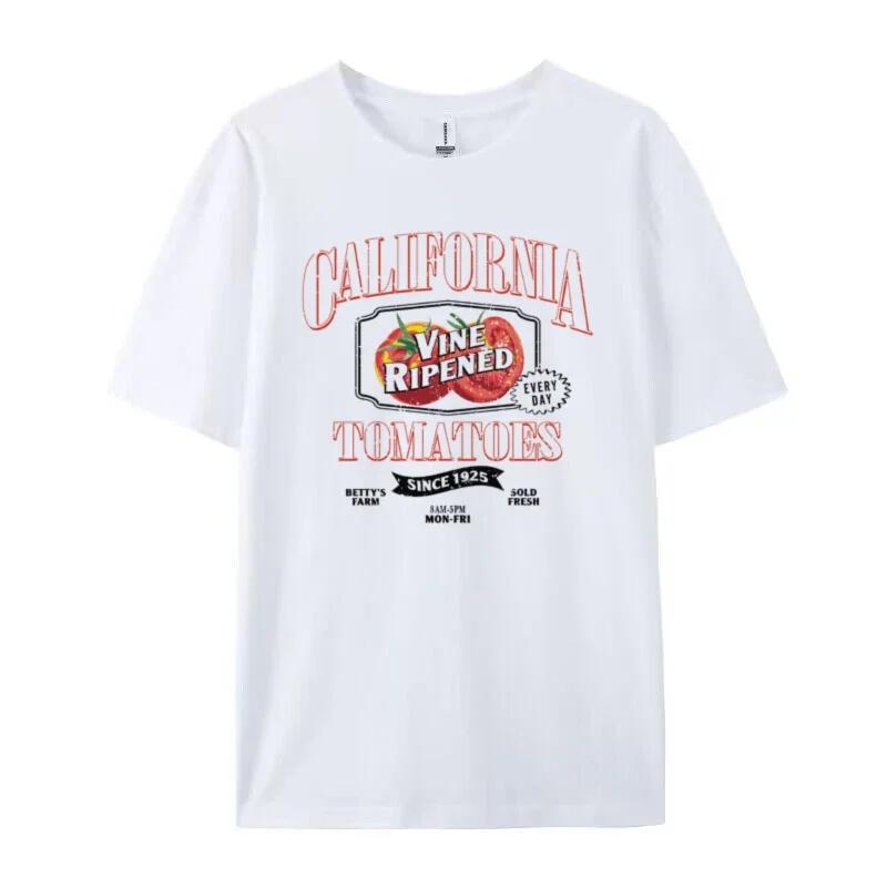 

Retro California Tomatoes Graphic Tees Loose Grunge Vintage Top Women Cute Aesthetic Botanical Fruit T Shirt Cottagecore Clothes S