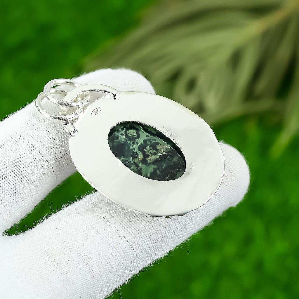 Natural Kambaba Jasper Gemstone Pendant 925 Sterling Silver Indian Jewelry