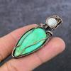 Chrysoprase, Moonstone Gemstone Copper Wire Wrap Jewelry Pendant 2.48" H5J54