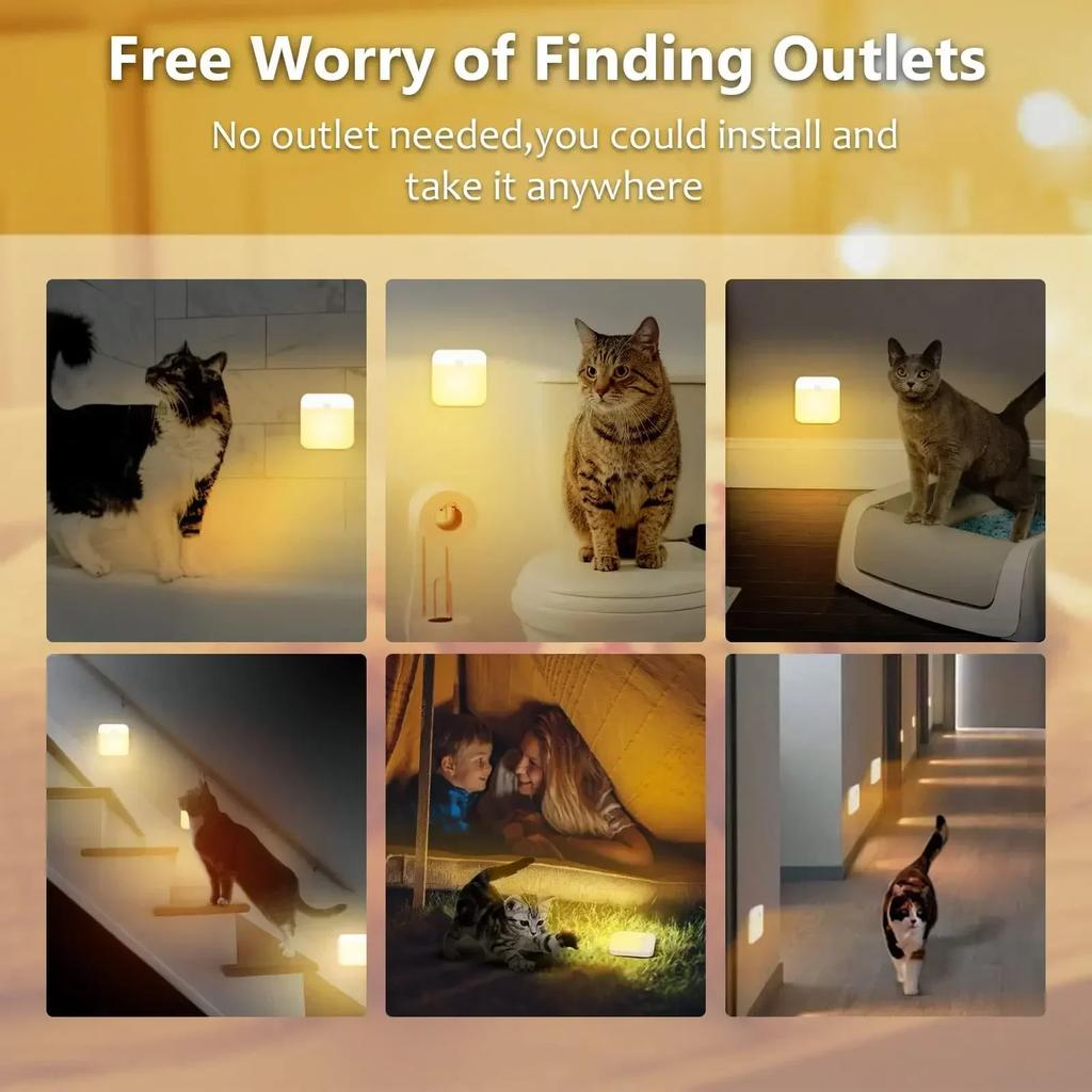 LED Induction Night Light, Wireless USB Charging Human Body Induction Wall Light Bedroom Corridor Cabinet Bathroom Night Light